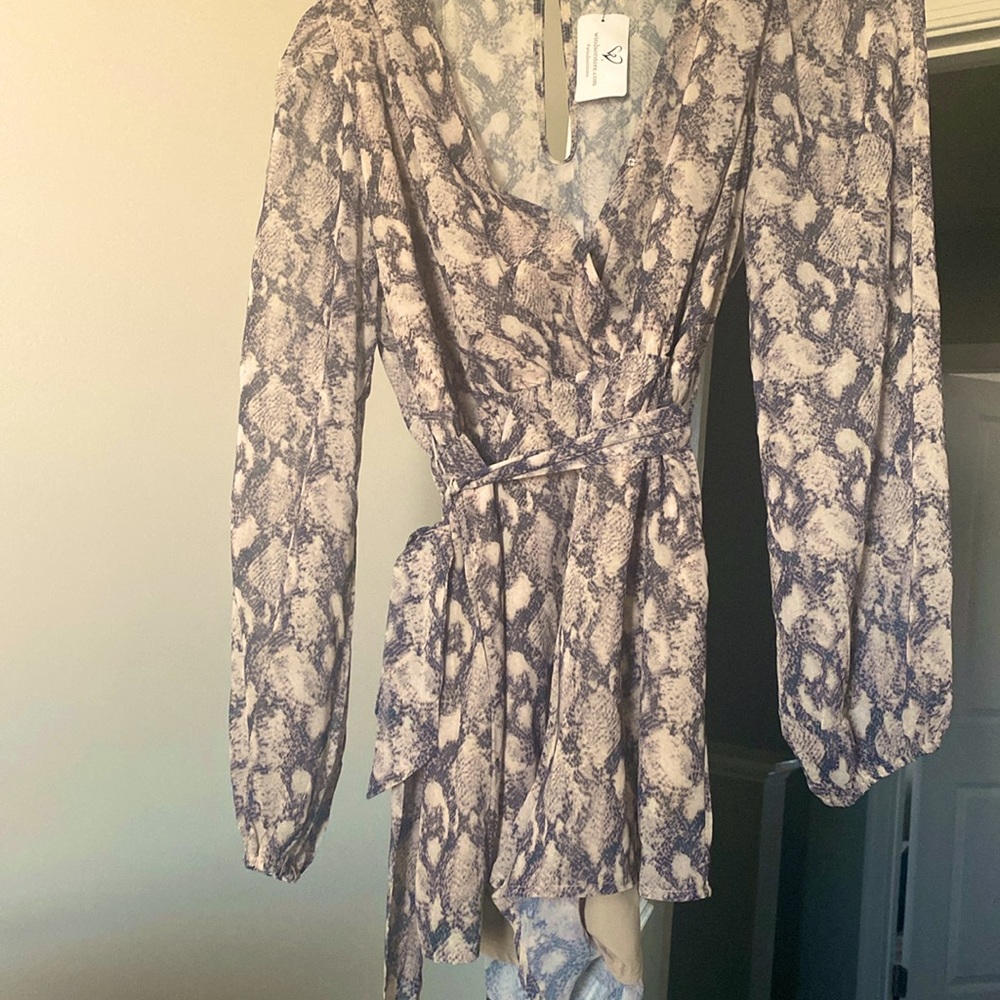 Snakeskin print sheer romper- New